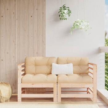 Sofás esquineros con cojines 2 uds madera maciza de pino Marrón vidaXL