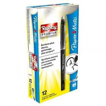 Paper Mate Replay Premium - Bolígrafo de gel borrable, punta media de 0,7 mm, negro, 1 unidad