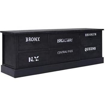 vidaXL Mueble para TV de Madera Mobiliario Decoración Casa Elegante Práctico Versátil Centro Multimedia Robusto Útil Funcional Negro 115x30x40cm