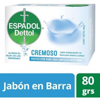 Espadol Dettol Jabón Antibacterial Cremoso 80 gr