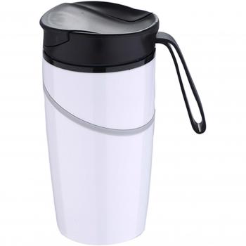 Bergner Macchiato Taza de Viaje, Acero Inoxidable, Cromado Mate, 8 x 9 x 17 cm