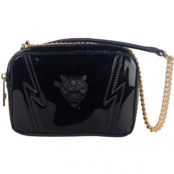 Plein Sport Black Polyethylene Crossbody Bag with Chain Strap, Zipper Closure, ONE SIZE