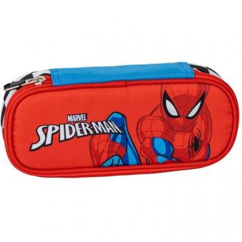 Spiderman Oval Pencil Case - Durable and Versatile Kids' Kit, Red, Zip Closure