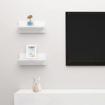Estantes de pared 2 unidades blanco brillante 40x11,5x18 cm