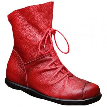 Vogstyle Mujeres Hecho A Mano Cuero Adentro De Aumentar Ate para Arriba Ate para Arriba Rojo with Fleece EU38.5-39//CH40
