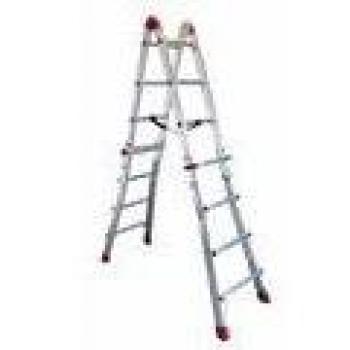Faraone - Escalera de Aluminio - Escalera Telescópica TELES.T6 - 185 x 60 x 21 cm - 12+12 Peldaños - Escalera de Aluminio Multiusos - Altura Regulable - Muy Resistente y Estable