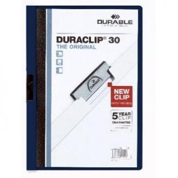Durable 220028 Duraclip Original 30, lámina dura, hasta 30 hojas A4, azul medianoche, paquete de 25