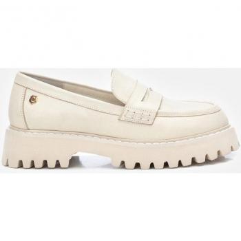 Mocasines de piel color blanco para mujer