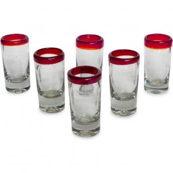 NOVICA 154604 Ruby Shot Tequila Glass, Set of 6 by NOVICA
