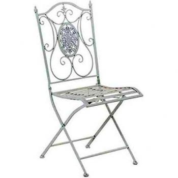 Silla de exterior plegable en metal blanco CLP Sibell