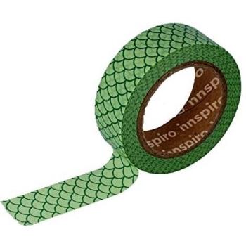 INNSPIRO Cinta masking tape Washi escamas verde 15mm.x10m. Serie Deco