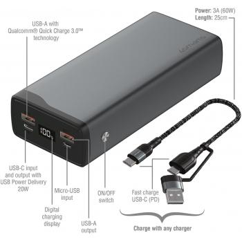 Powerbank 4smarts VoltHub Pro 26800 mAh 22.5W Carga Rápida PD Gunmetal