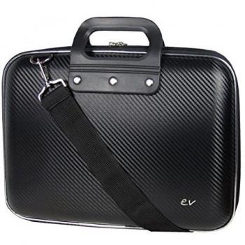 Maletín Rígido E-Vitta 13.3 EVA con Acabado PU Carbon Fiber, Interior de 2 Compartimentos y Asas de Plástico - Negro
