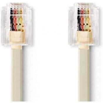 NEDIS Cables de telecomunicaciones Cable de Telecomunicaciones | RJ11 Macho - RJ11 Macho | 2,0 m | Negro Marfil 2.0 m