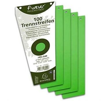 Pack de 100 Separadores Trapeciales Perforados de Papel Reciclado 180g/m² - 105x240mm - Verde