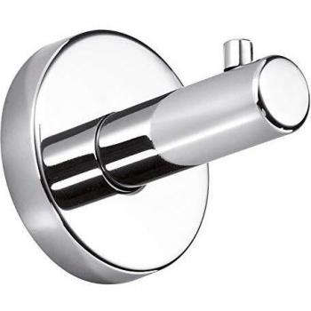 INDA - Accesorios de Baño, Serie Gealuna, Percha de Pared Simple en Latón Cromado, Dimensiones Gancho para Perchas de Albornoz 5 x 6 x 5 cm