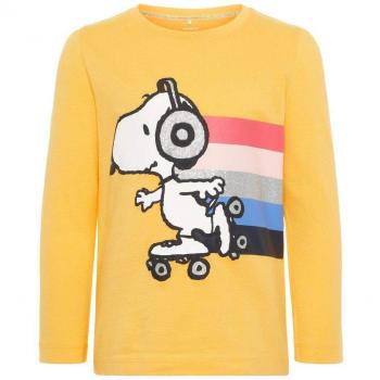 NAME IT Camiseta Manga Larga NIÑA Snoopy - 116, Pale Marigold