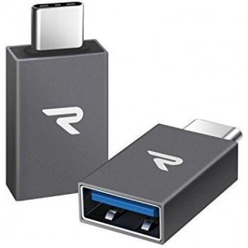 RAMPOW Adaptador USB C a USB 3.1 OTG USB C-[2 Unidade] Aluminio Adaptador USB C para Nuevo MacBook, Huawei Mate 20/30/40, Samsung Galaxy S8/9, ChromeBook Pixel y Dispositivos con USB C - Gris