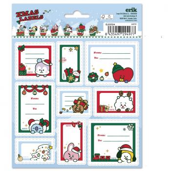 Etiquetas adhesivas Navidad BT21 Erik rojo