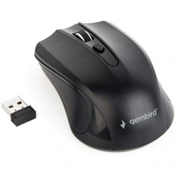 Gembird MUSW-4B-04 Wireless Optical Mouse, Black, 1600 DPI, Ambidextrous with USB Nano Receiver
