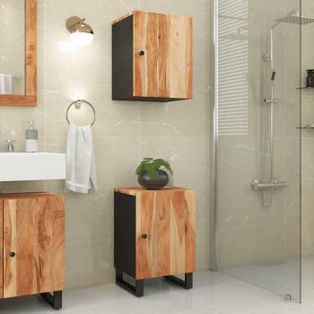 Mueble de baño madera maciza de Acacia 38x33x58cm Marrón