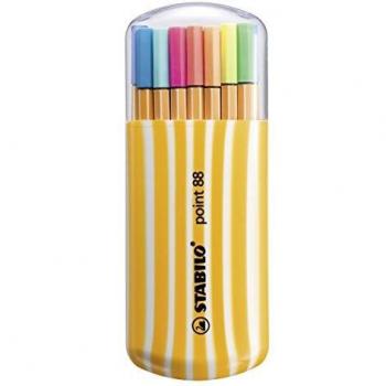 Rotulador punta fina STABILO point 88 - Estuche premium Zebrui con 20 colores