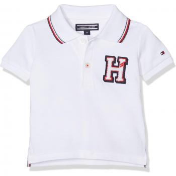 Tommy Hilfiger Badge S/S, Polo para Bebés, Blanco