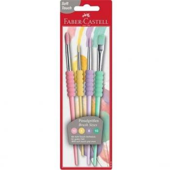 Faber-Castell Blister 4 Pinceles Tacto Suave Colores Pastel