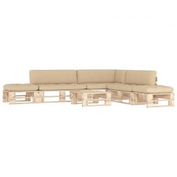 Set de Sofás de Palets 6 Piezas con Cojines en Pino Impregnado