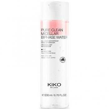 KIKO Milano PURE CLEAN MICELLAR BIPHASE WATER 200ML | Agua micelar bifásica para la limpieza del rostro, el contorno de ojos y los labios