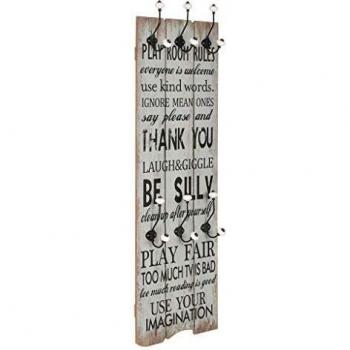 vidaXL Perchero Pared Thank You con 6 Ganchos 120x40cm Decoración Casa Hogar