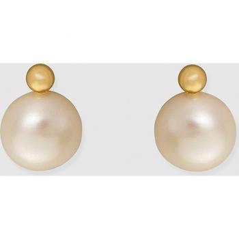 Pendientes de oro amarillo con perla natural y diseño elegante