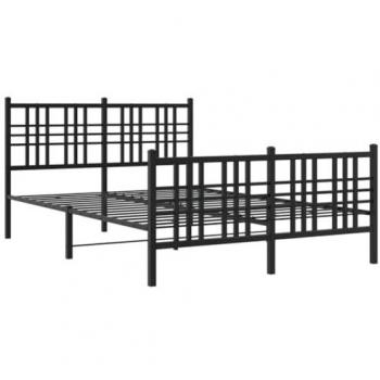 Cabecera con cabecera y Pediera Black Metal 140x200 cm - Estructura de cama sin colchón, metal negro, medidas 140x200 cm