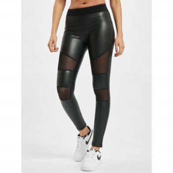 Urban Classics Women's Faux Leather Tech Mesh Leggings