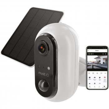 Muvit iO Cámara de Seguridad Exterior con Batería Recargable WiFi Full HD 1080P y Panel Solar 3W
