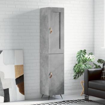 Aparador de madera contrachapada gris hormigón 34,5x34x180 cm con 1 puerta, Mueble de Almacenaje para Salón, Buffet y Armario Auxiliar