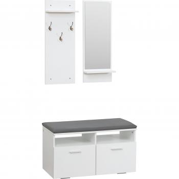 HOMCOM Conjunto de Recibidor con Espejo Perchero y Zapatero para 8 Pares Blanco