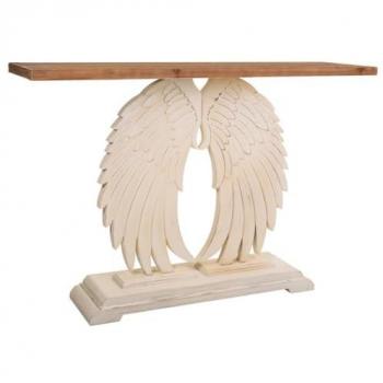 Recibidor de madera tallada blanco 150x40x101h cm de estilo Romántico WANDERLUST DECO
