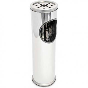 Cenicero de Pie de Acero Inoxidable Extra Alto con Basurero Integrado 52 cm - Ideal para Comercios y Locales
