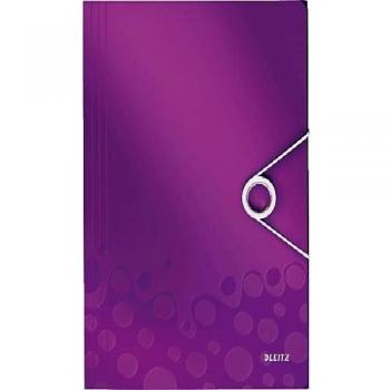 Leitz wowlote de 10 carpetas goma elastica 3 solapas polipropileno 150 hojas a4 color violeta metalizado