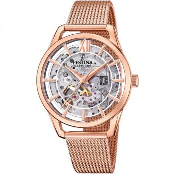 Reloj de Mujer Festina F20628/2 con Esfera Automática Skeleton en Acero Rosa