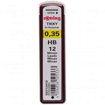 Minas Rotring grafito 0,35 mm HB estuche de 12 minas