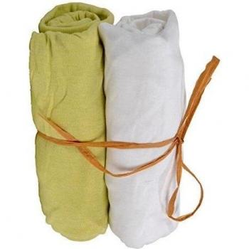 Deux draps housses bébé blanc zeste 60 x 120 cm