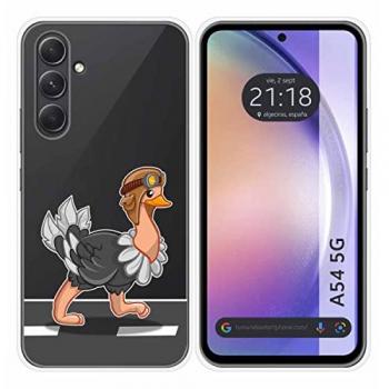 Funda Silicona Transparente Personalizada para Samsung Galaxy A54 5G con Diseño de Avestruz y Dibujos