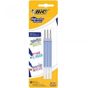 Pack de 3 Recargas Gel Borrable Gelocity Illusion 0,7mm Azul BIC