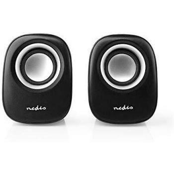Nedis - Altavoz de PC - 2, 0 - 12 W - Toma de 3,5 mm - Negro/Plata