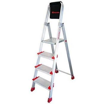 Faraone - Escalera de Aluminio EN944-4 peldaños - Escalera de Tijera Profesional - 165x46x15 cm - Con Bandeja Portaobjetos y Barandilla - Peso soportado de hasta 150 kg