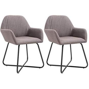 Modern Yellow Fabric Dining Chairs Set of 2