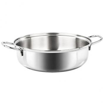 Tegame de Acero Inoxidable Bonita de 28 cm con 2 Asas y Uso en Inducción