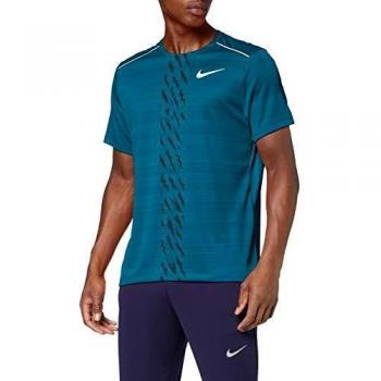 NIKE M Nk Dry Miler SS Edge Gx Po Camiseta de Manga Corta, Hombre, Bright Spruce/Black/